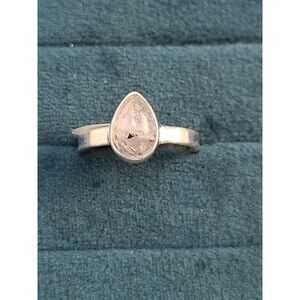 Sterling Silver Rutilated Quartz Ring 925 Teardrop Gemstone Size 7 Boho